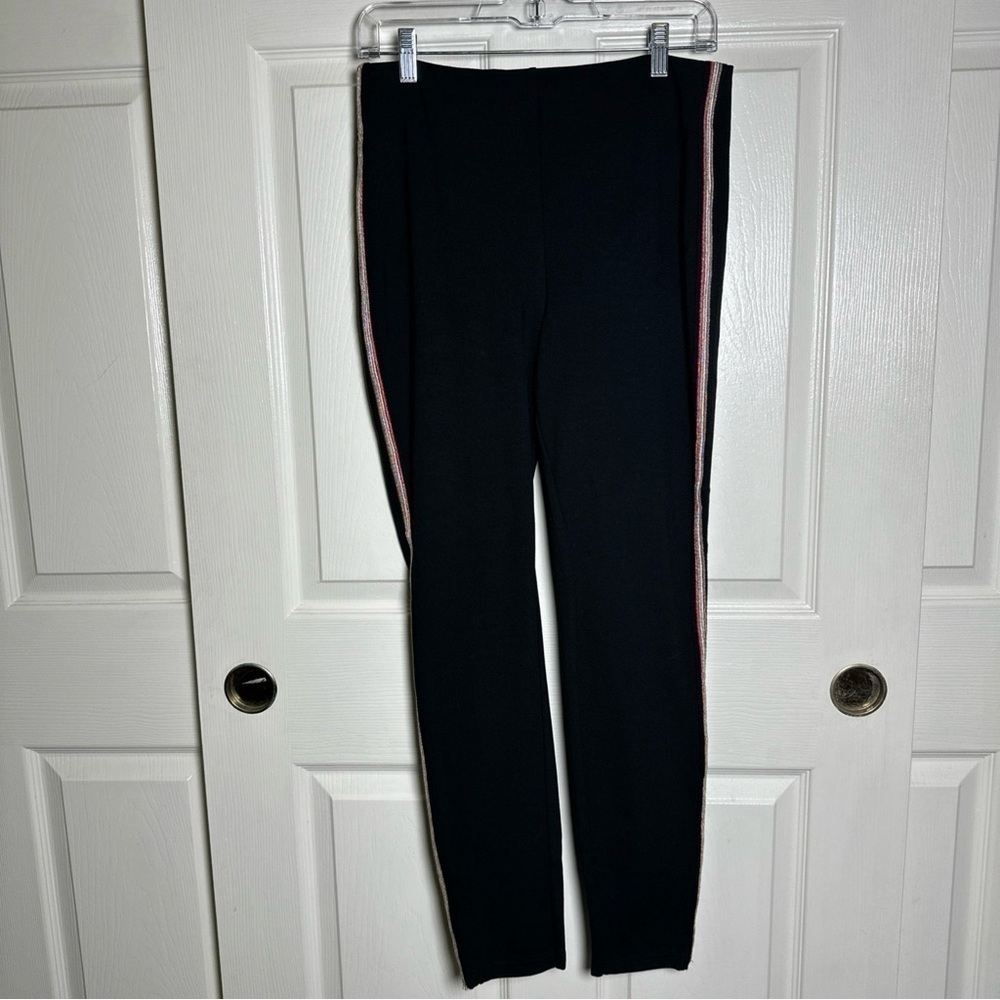 One 5 One Woman’s Pants Large Black Stretch Rayon Skinny Beaded Christmas Office